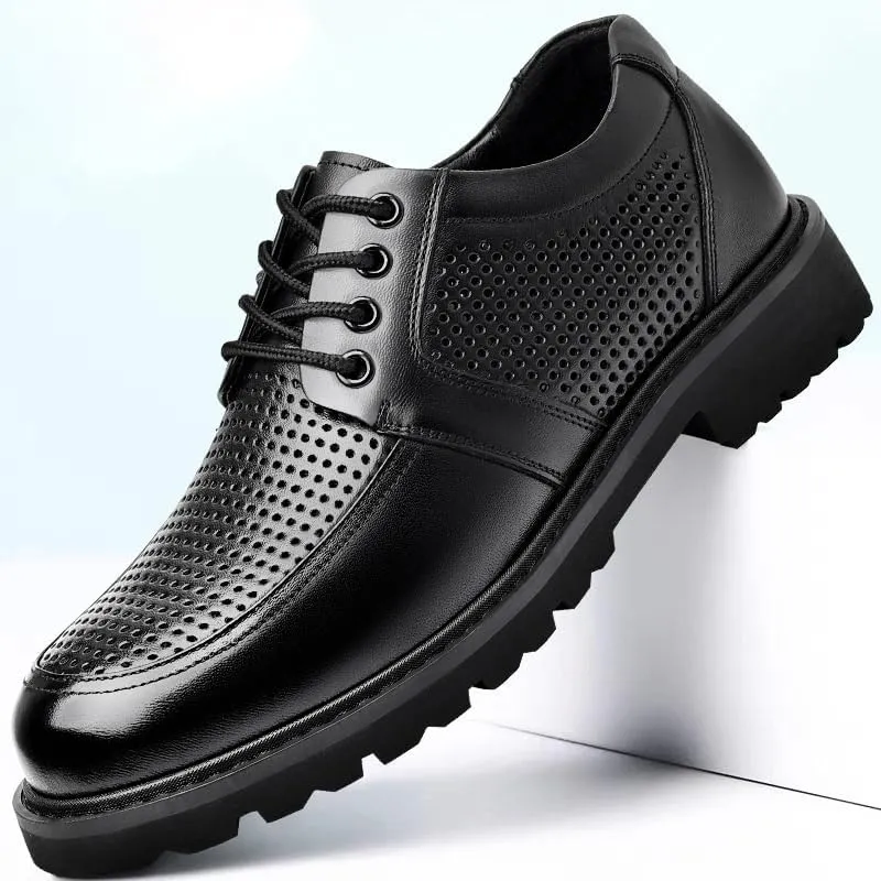 Men's Contemporary Cap-Toe Derby Shoes - Lightweight Formal Footwear with Breathable Mesh Lining for Conference Attendance & Corporate Functions