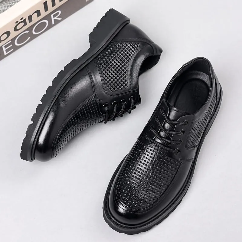Men's Contemporary Cap-Toe Derby Shoes - Lightweight Formal Footwear with Breathable Mesh Lining for Conference Attendance & Corporate Functions