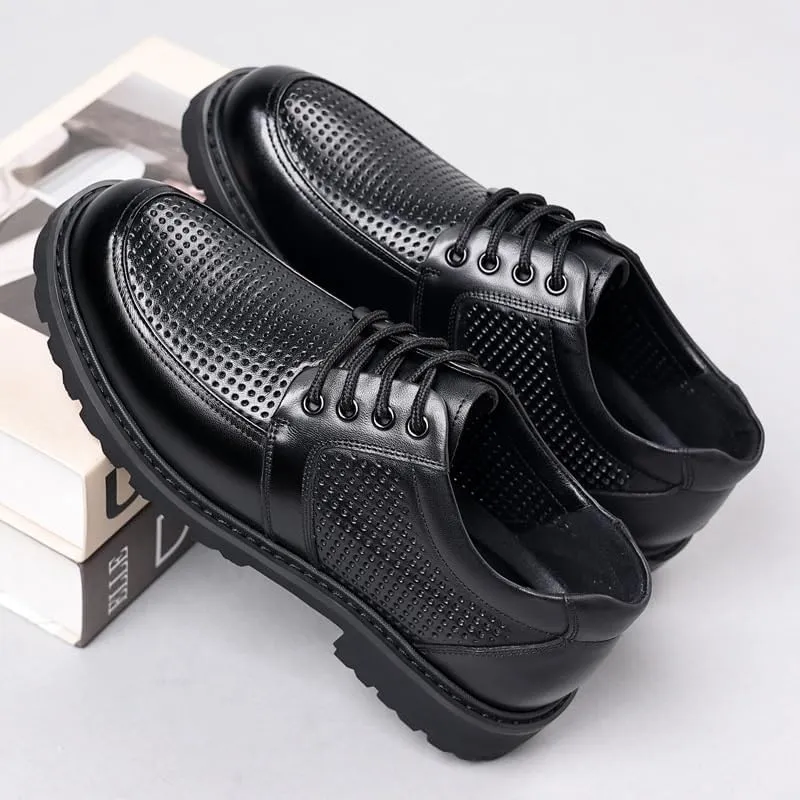 Men's Contemporary Cap-Toe Derby Shoes - Lightweight Formal Footwear with Breathable Mesh Lining for Conference Attendance & Corporate Functions