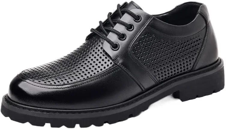 Men's Contemporary Cap-Toe Derby Shoes - Lightweight Formal Footwear with Breathable Mesh Lining for Conference Attendance & Corporate Functions