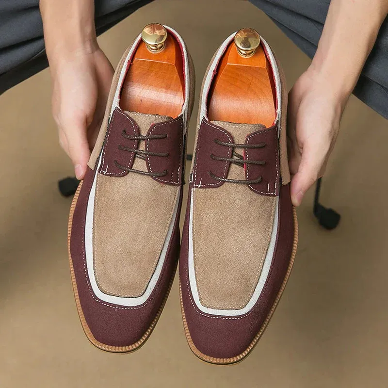 Men’s Dress Shoes – Cap Toe Oxford – Leather & Suede – Lace-Up – Formal Wear