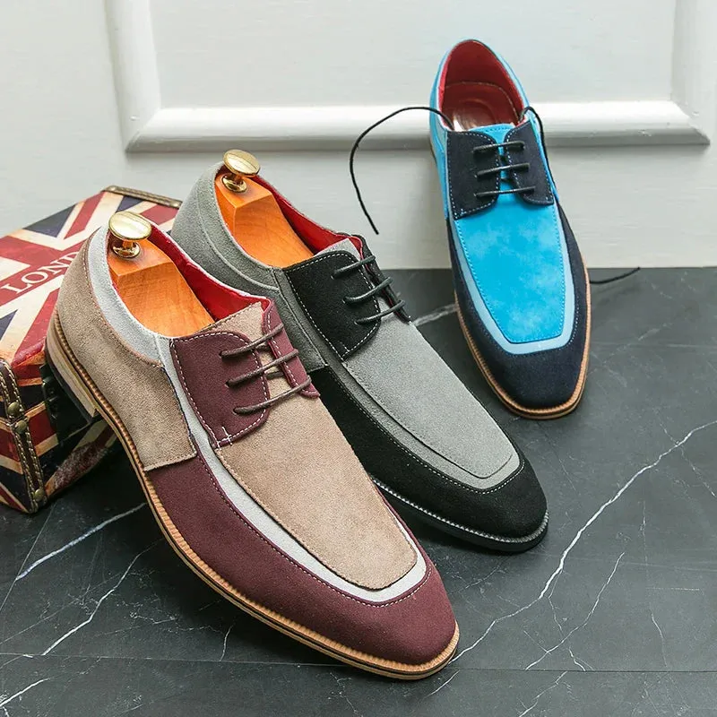Men’s Dress Shoes – Cap Toe Oxford – Leather & Suede – Lace-Up – Formal Wear