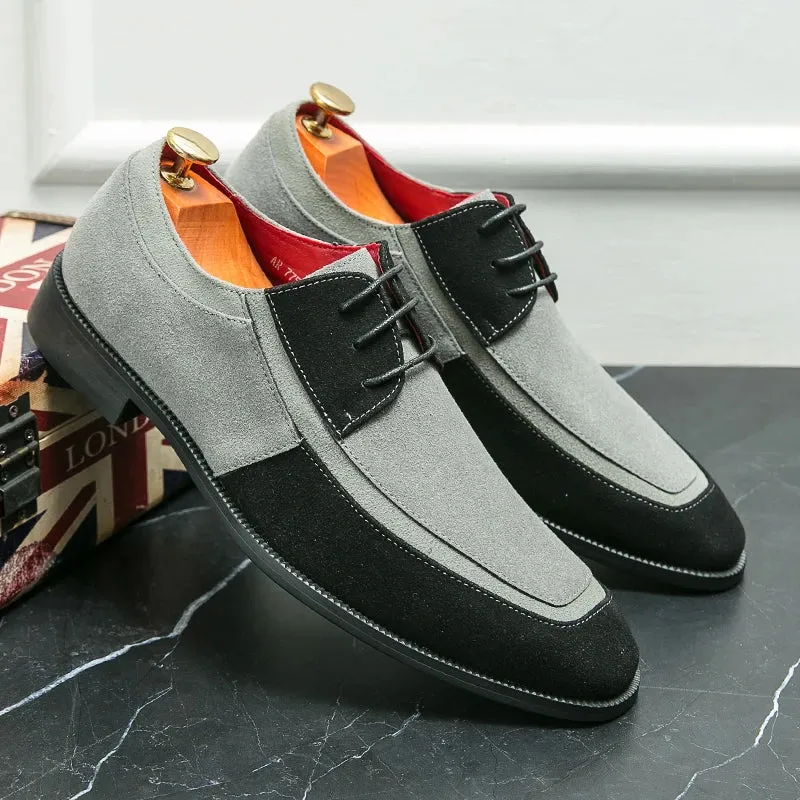 Men’s Dress Shoes – Cap Toe Oxford – Leather & Suede – Lace-Up – Formal Wear