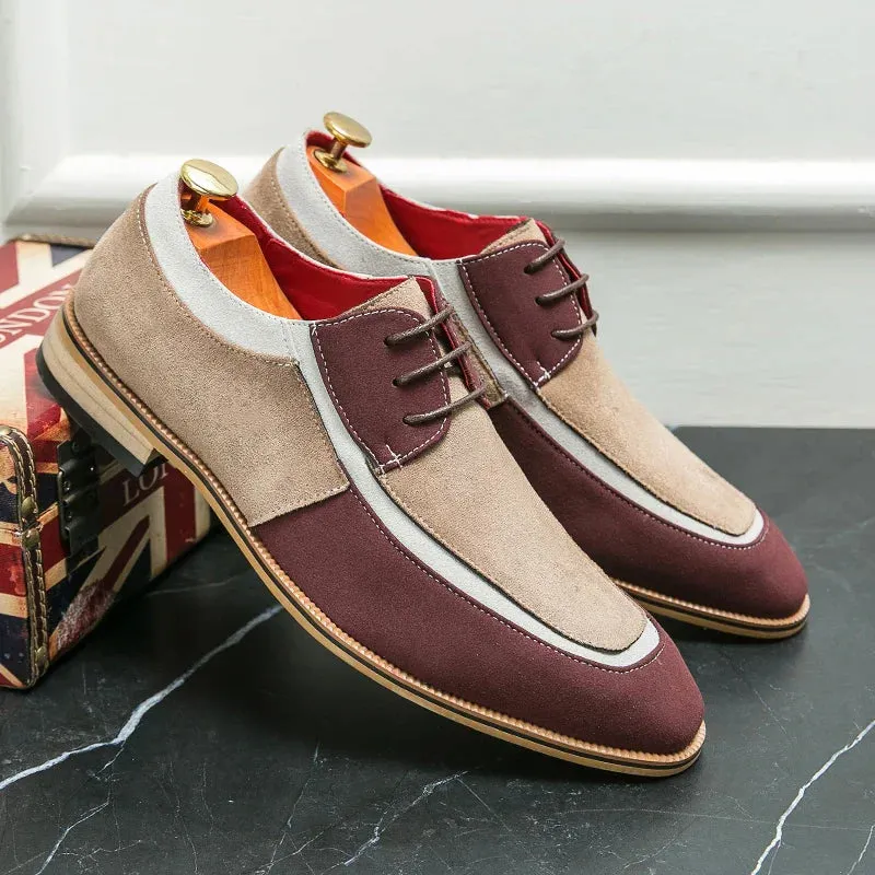 Men’s Dress Shoes – Cap Toe Oxford – Leather & Suede – Lace-Up – Formal Wear