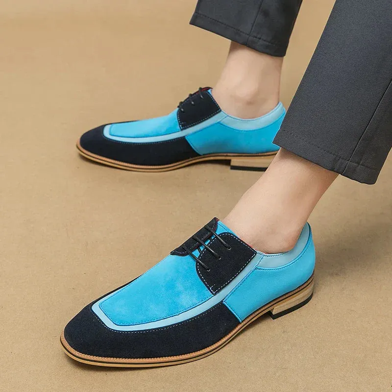 Men’s Dress Shoes – Cap Toe Oxford – Leather & Suede – Lace-Up – Formal Wear