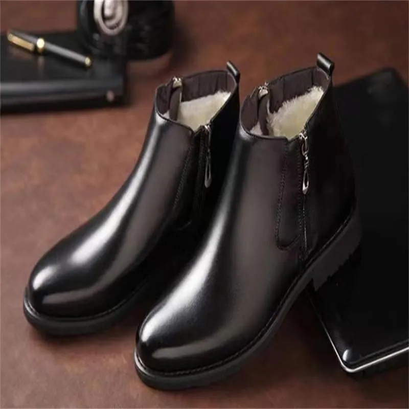 Men's Dress Shoes Low-top Oxford Shoes for Men Round-Toed Plus Velvet Warm Rubber Non-Slip wear-Resistant Comfortable Middle-Aged Elderly Cotton Shoes