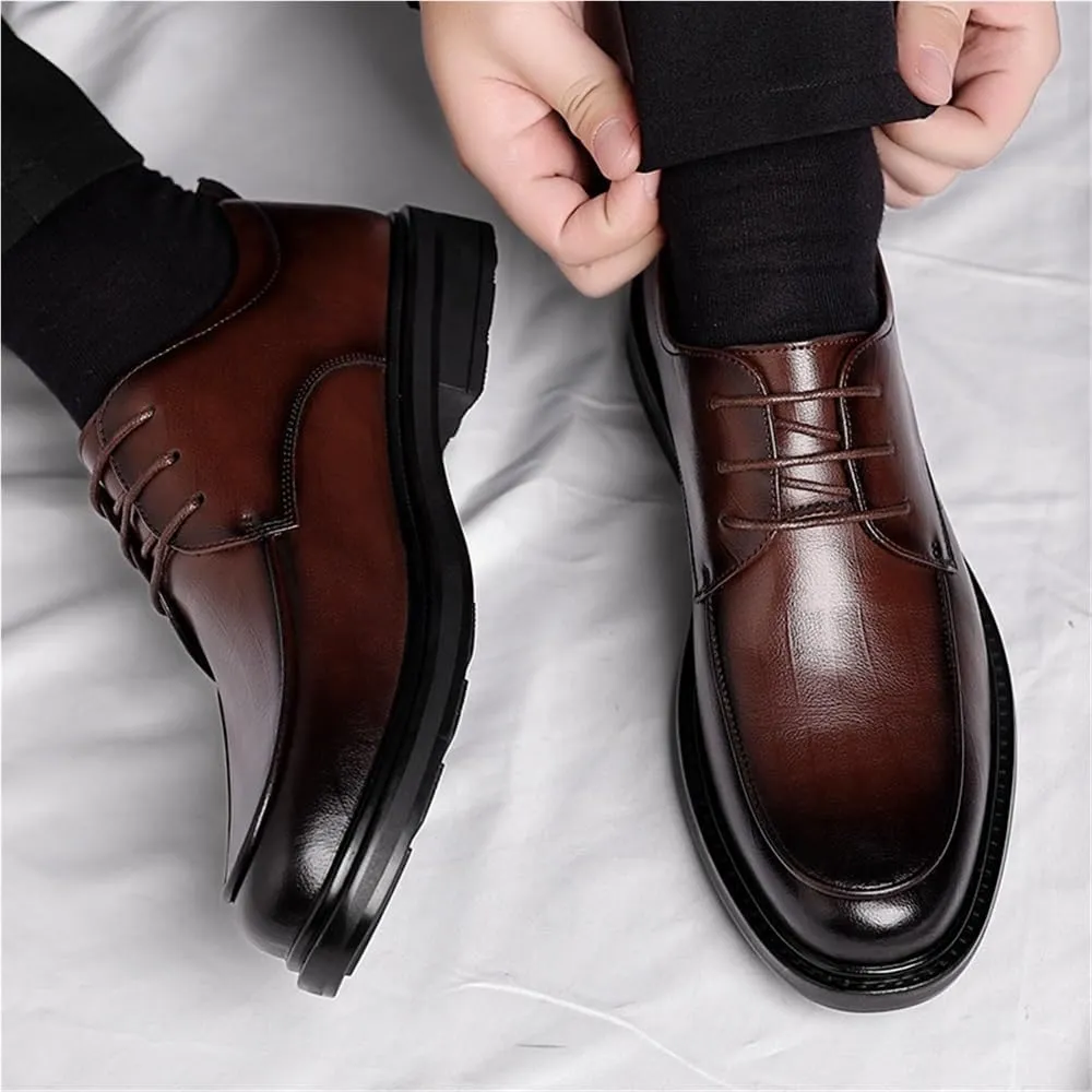 Mens Elevator Dress Shoes Black Business Formal Oxford Shoes for Men British Style Casual Wedding Groom Shoes All Season Commuting Footwear