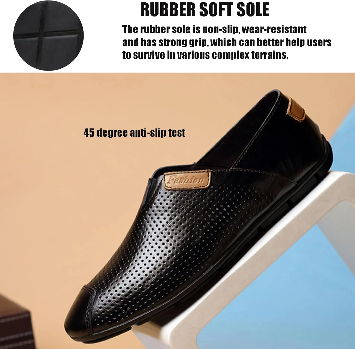 Men's Hand-Sewn Genuine Leather Slip on Penny Loafers Lightweight Non Slip Soft Bottom Driving Business Work Casual Shoes