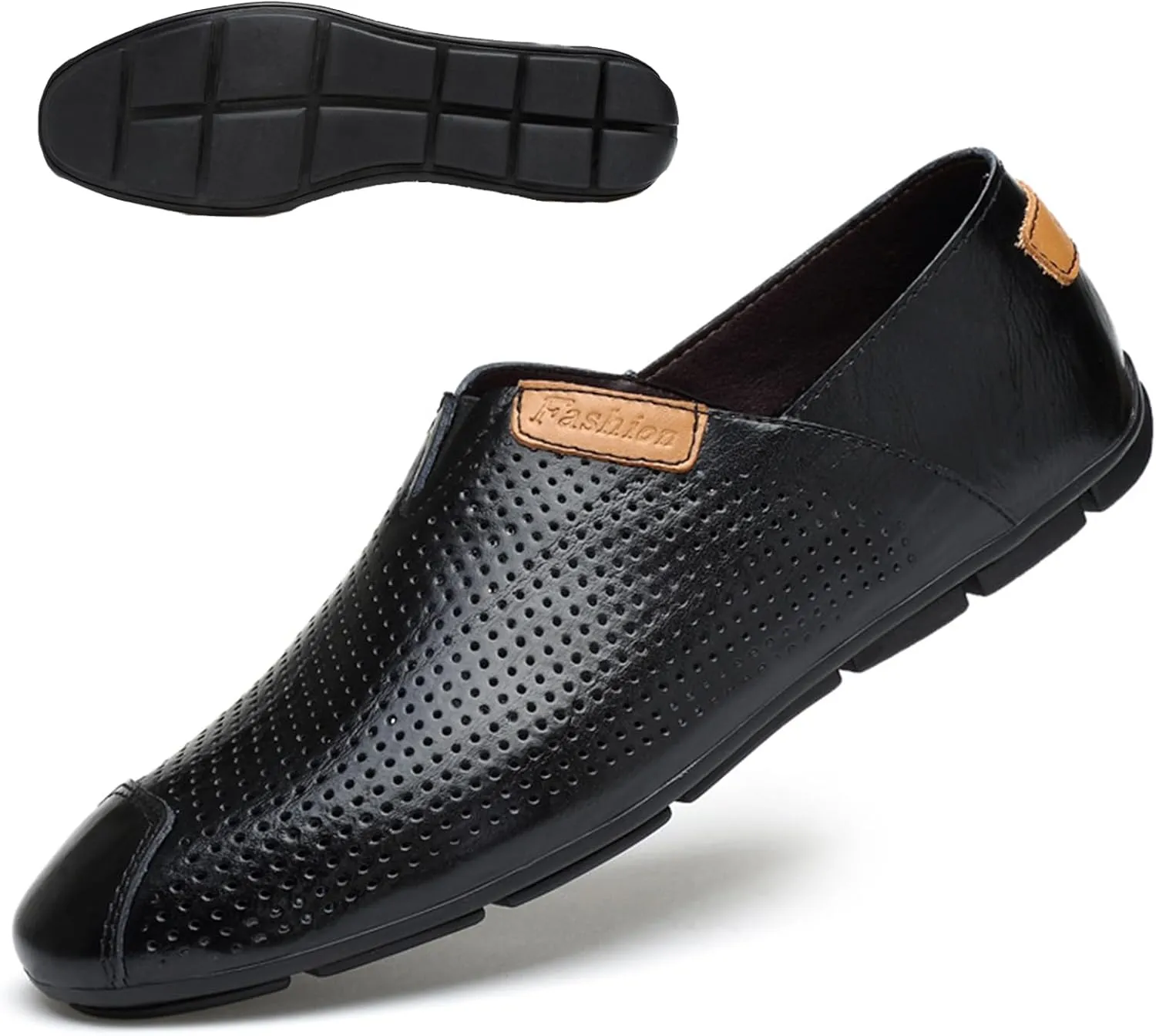 Men's Hand-Sewn Genuine Leather Slip on Penny Loafers Lightweight Non Slip Soft Bottom Driving Business Work Casual Shoes