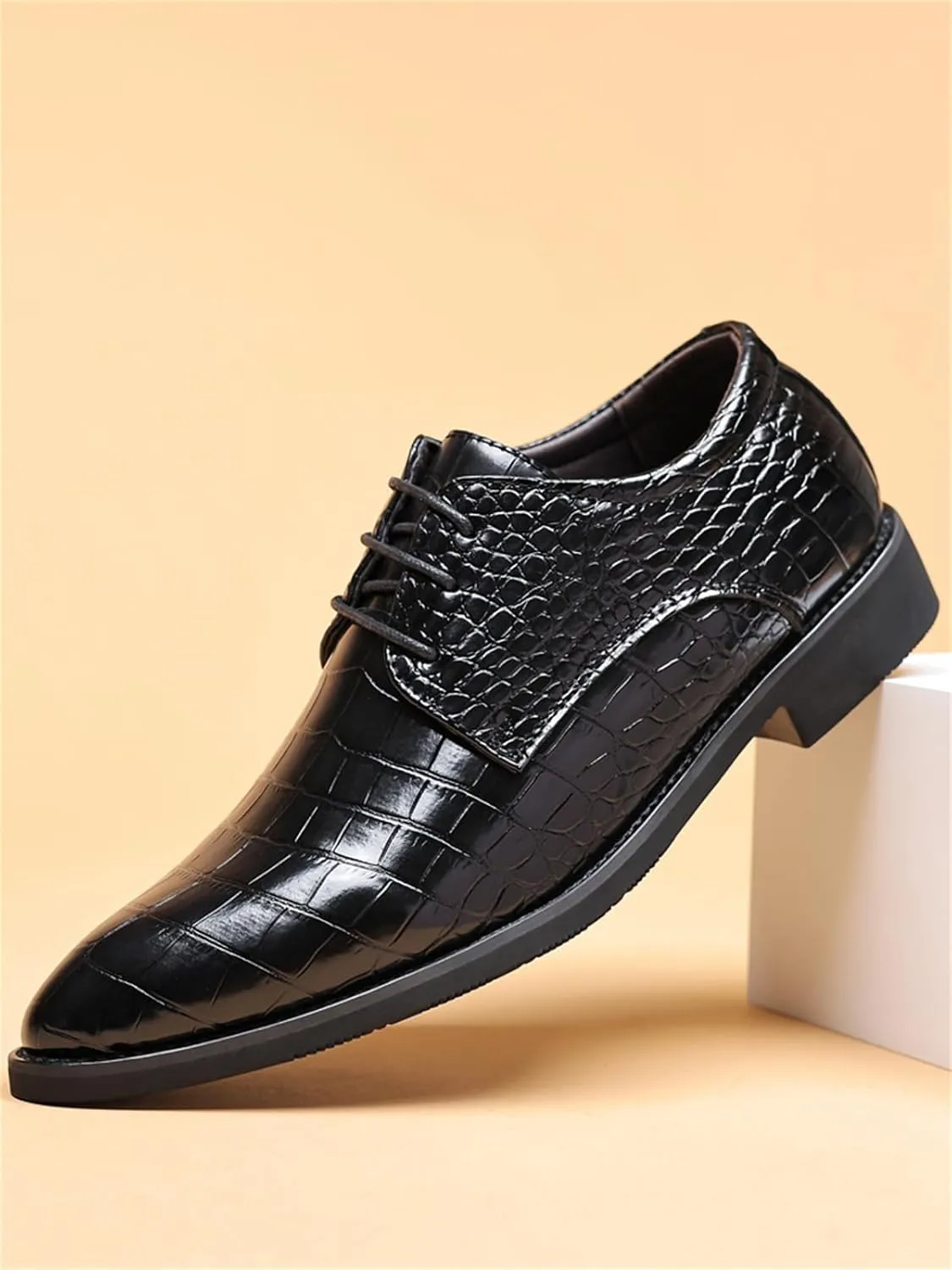 Men's Retro Crocodile Print Dress Shoes Modern Formal Business Oxford Casual Leather Shoes