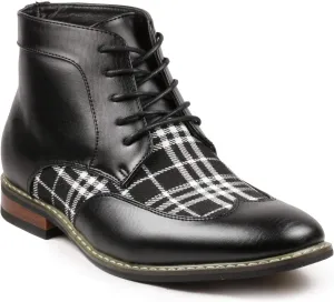 Metrocharm Alex-07 Men's Plaid Lace Up Wing Tip Classic Oxford Boot