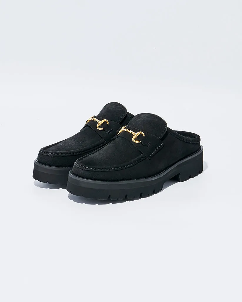 MID BIT MULE BLACK SUEDE