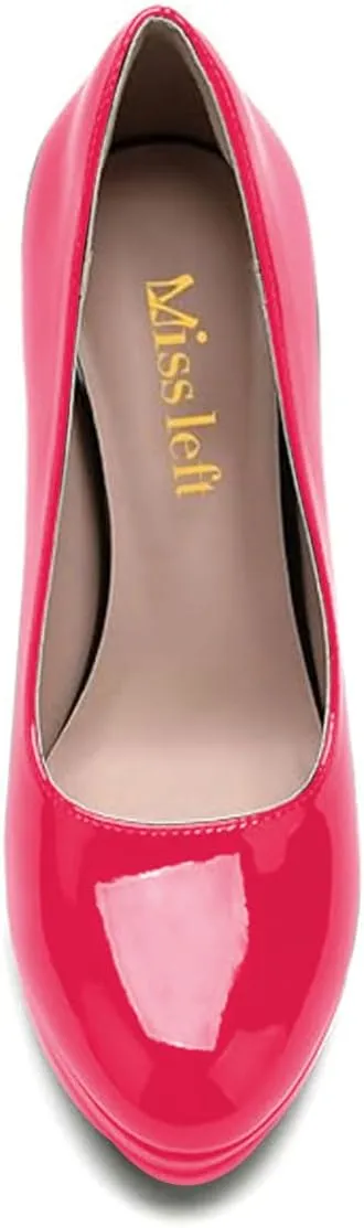 miss left Women Classic Rounded Closed Toe High Heel Pumps Slip On Wedges Heeled Shoes for Formal Office Working Daily Size 4-16 US