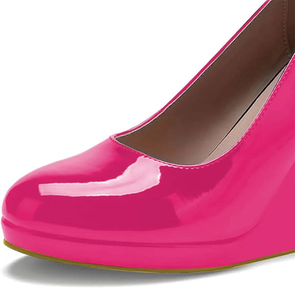 miss left Women Classic Rounded Closed Toe High Heel Pumps Slip On Wedges Heeled Shoes for Formal Office Working Daily Size 4-16 US