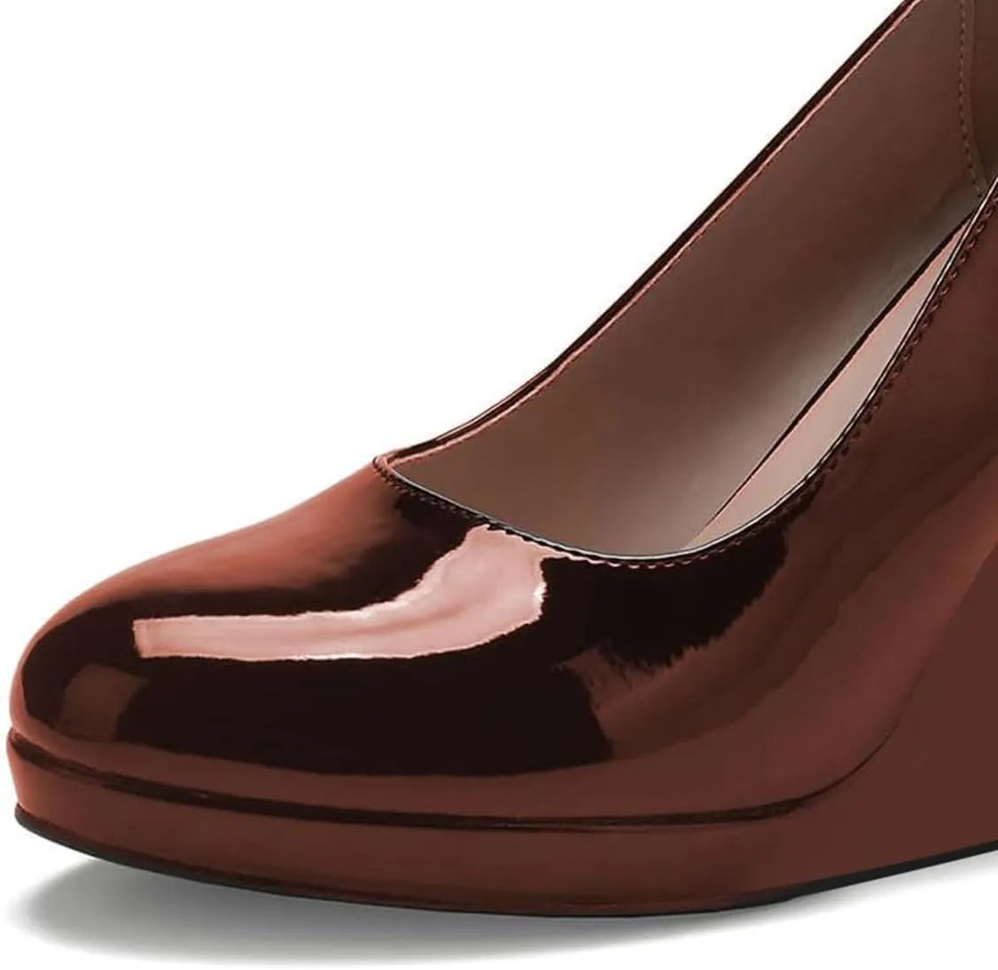 miss left Women Classic Rounded Closed Toe High Heel Pumps Slip On Wedges Heeled Shoes for Formal Office Working Daily Size 4-16 US