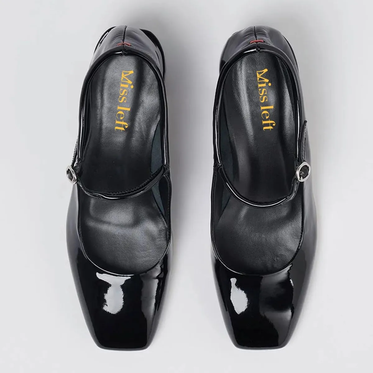 miss left Women Trendy Single Strap Buckle Square Toe Mary Janes Block Low Heel Comfy Daily Dress Pumps Size 4-16 US