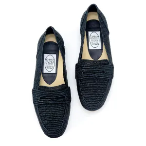Mocassin Raffia Loafer-Black