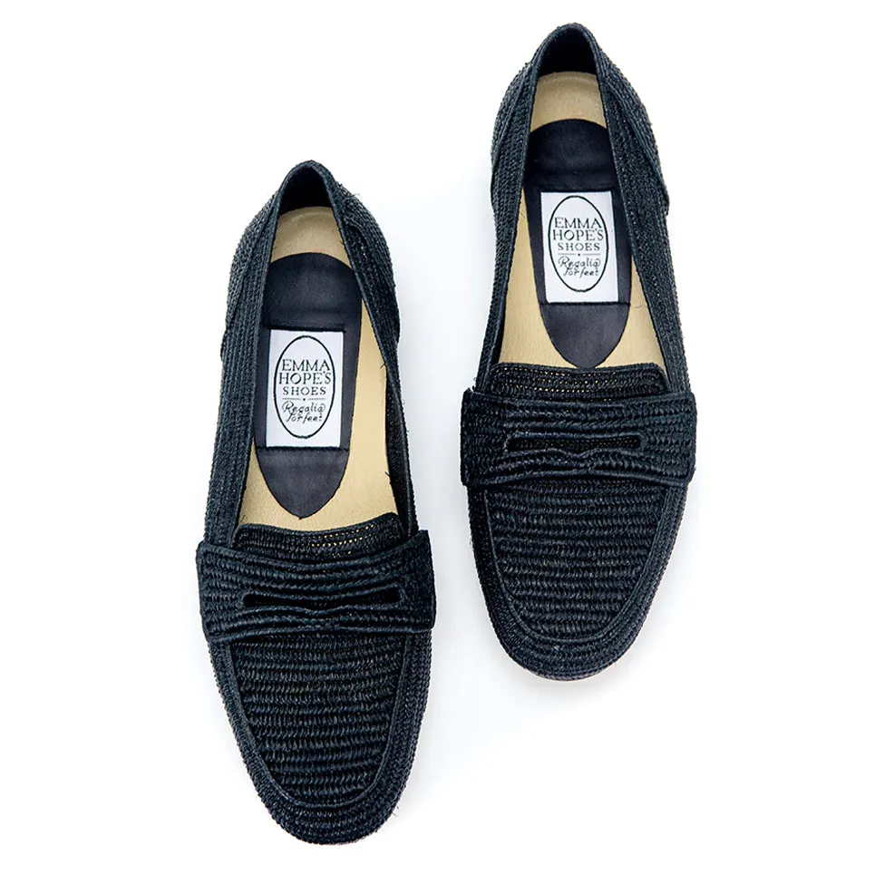 Mocassin Raffia Loafer-Black