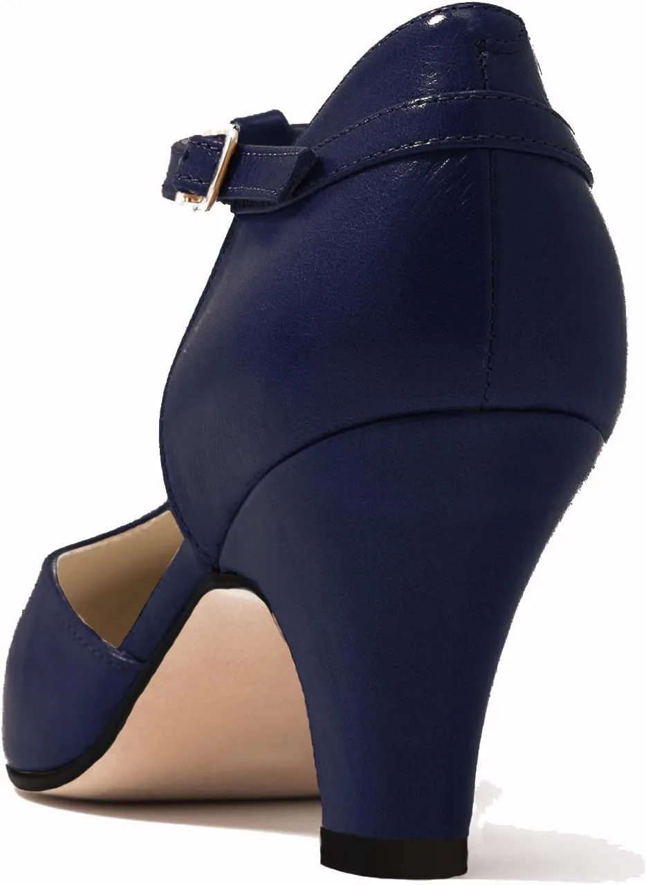 MOOMMO Women Elegant Kitten Heel Mary Jane Pumps Shoes Ankle T-Strap Round Closed Toe Cut-Out Dress Sandals Shoe Chunky Block Heels D-Orsay Suede Work Pump Fall fashion Office Wedding Spring 4-13 M US