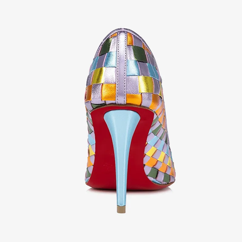 Multicolor Braided Leather Pump
