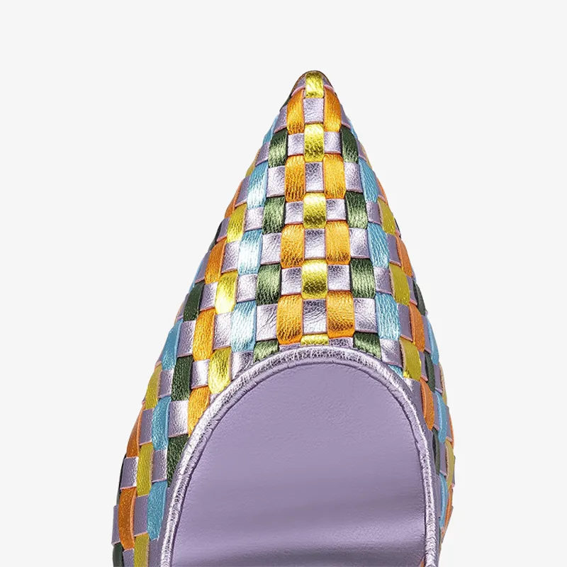 Multicolor Braided Leather Pump
