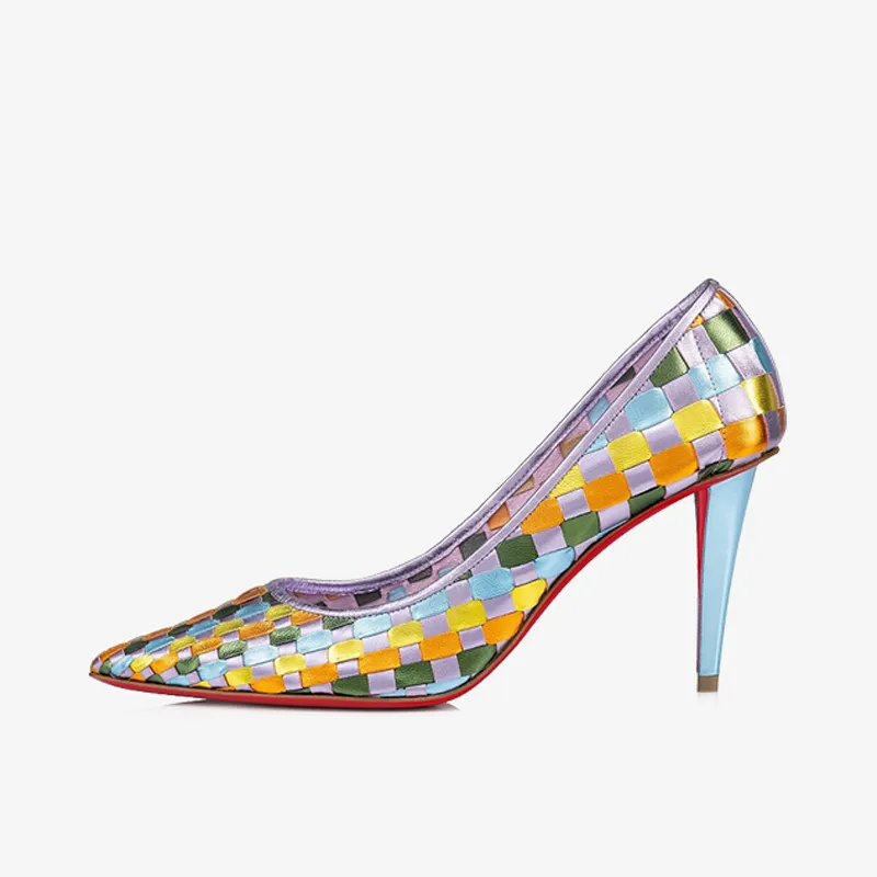 Multicolor Braided Leather Pump