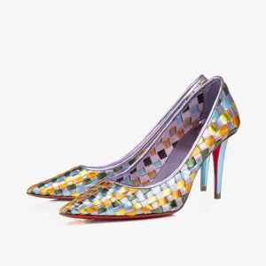 Multicolor Braided Leather Pump