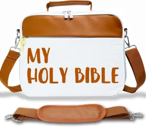 My Holy Bible Case,12" x 9" Large Sturdy Bible Cover Case with Detachable Shoulder Strap Fit All Size Bibles Carrying for Women Men, Christian Gift Church Bag Build to Last