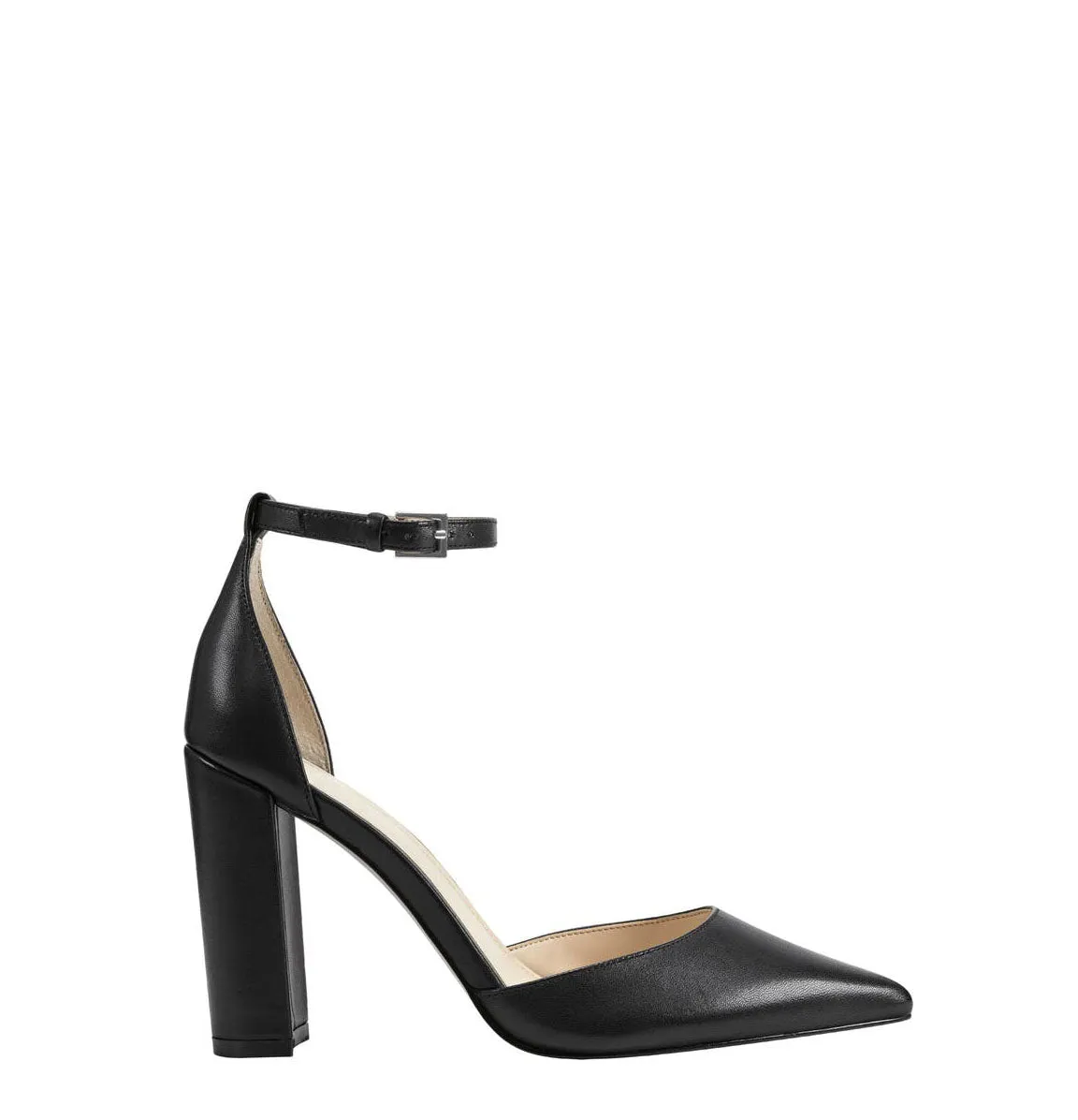 Obeeze Handmade Ankle Strap Black Leather Pumps For Womens