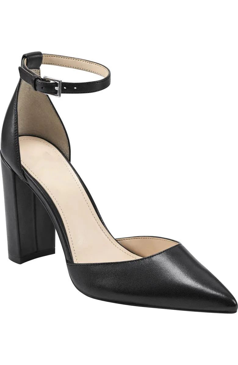Obeeze Handmade Ankle Strap Black Leather Pumps For Womens