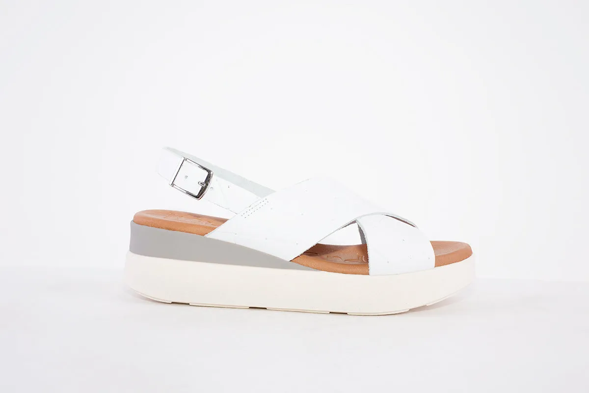 OH MY SANDALS- 4997 PLATFORM WEDGE BUCKLE STRAP FASHION SANDAL - WHITE