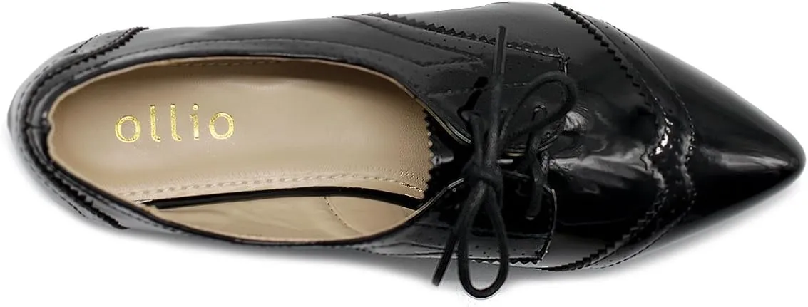 Ollio Womens Ballets Shoes Flats Pointed Toe Oxford 1M1818