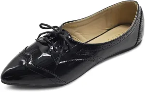 Ollio Womens Ballets Shoes Flats Pointed Toe Oxford 1M1818