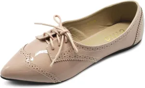 Ollio Womens Ballets Shoes Flats Pointed Toe Oxford 1M1818