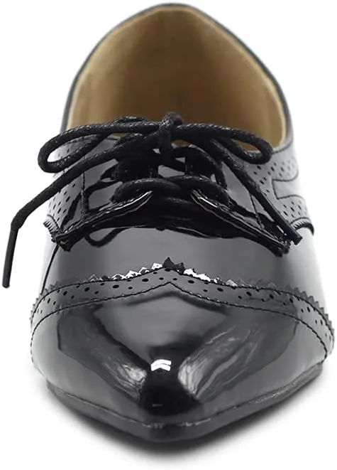 Ollio Womens Ballets Shoes Flats Pointed Toe Oxford 1M1818