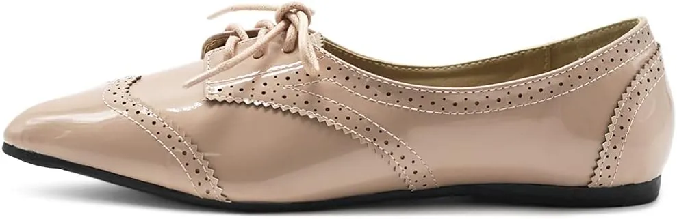 Ollio Womens Ballets Shoes Flats Pointed Toe Oxford 1M1818