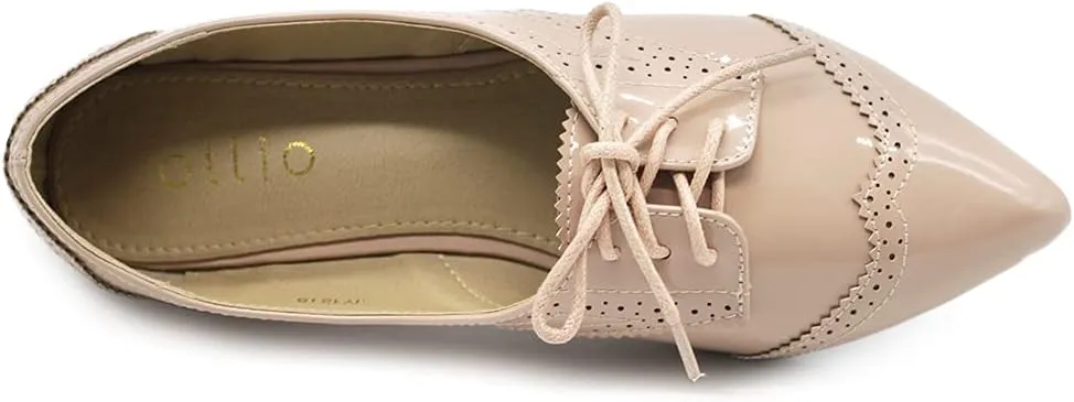 Ollio Womens Ballets Shoes Flats Pointed Toe Oxford 1M1818