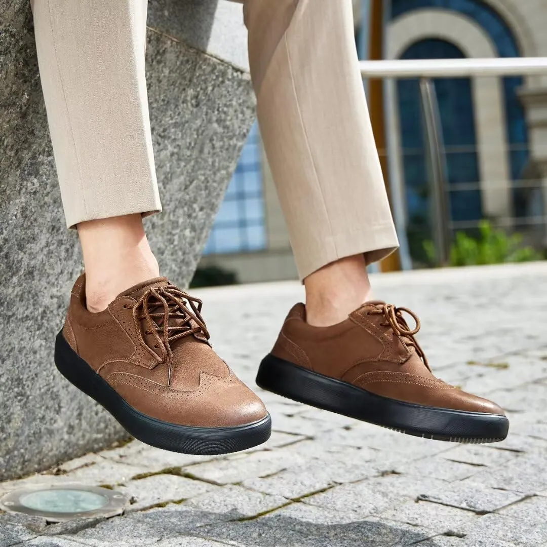 OrthoComfoot Men's Orthopedic Leather Dress Walking Shoes: Comfortable Plantar Fasciitis Oxford with Arch Support, Flat Feet Casual Business Work Shoes for Foot and Heel Pain Relief