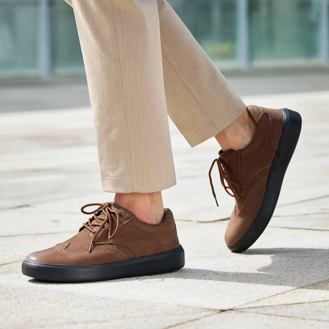 OrthoComfoot Men's Orthopedic Leather Dress Walking Shoes: Comfortable Plantar Fasciitis Oxford with Arch Support, Flat Feet Casual Business Work Shoes for Foot and Heel Pain Relief