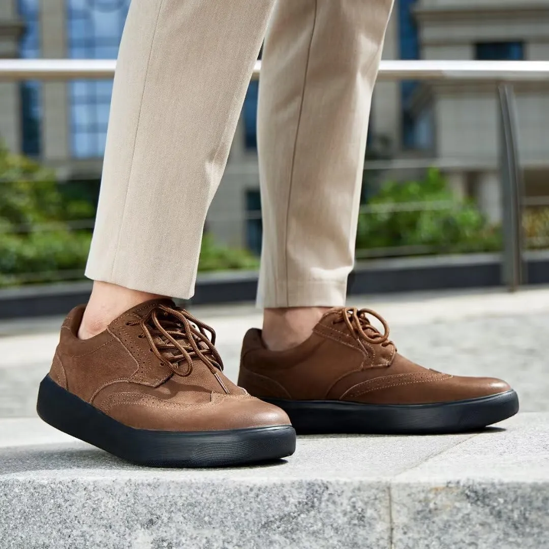 OrthoComfoot Men's Orthopedic Leather Dress Walking Shoes: Comfortable Plantar Fasciitis Oxford with Arch Support, Flat Feet Casual Business Work Shoes for Foot and Heel Pain Relief