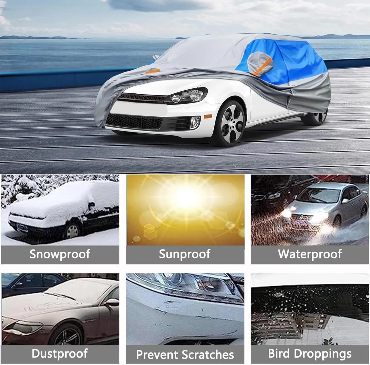 Outdoor Car Cover Compatible with Daewoo Nexia Saloon 1995-1997 Waterproof All Weather Breathable Large Car Cover,with Zipper,Custom Full Car Covers,Suitable for All Seasons(07)