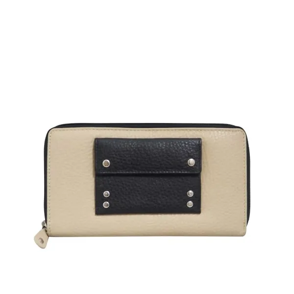 Oxford Contrast Wallet | Beige/Black