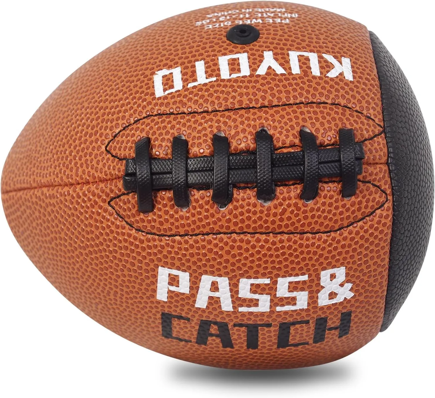 PassCatch Training Football, Peewee Size(Ages 3-9) Kids/Youth (Ages 7-13) Official Size(Ages 13 ), Fatherless Bounce Back Leather Football Improving Enhance Solo Passing Catching Skills(Deflated)