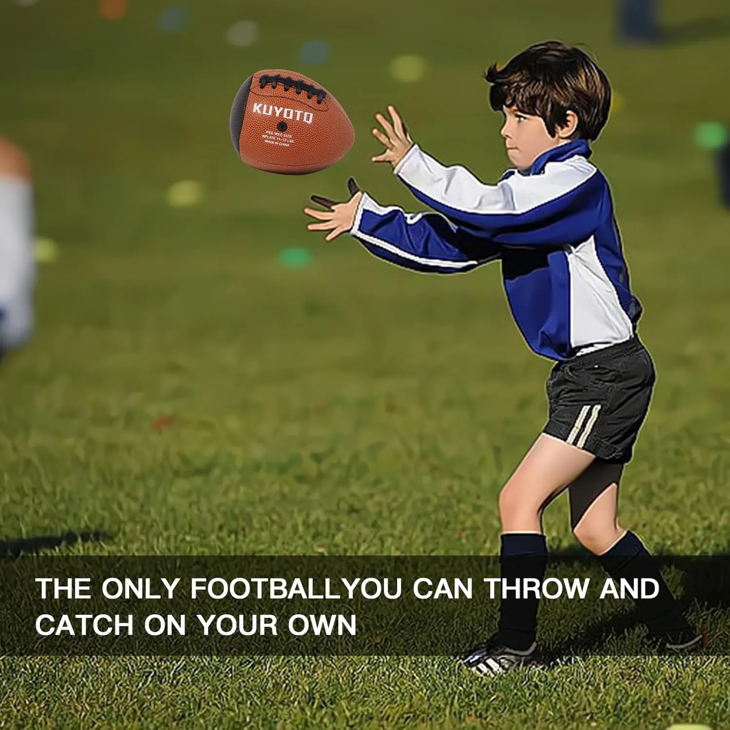 PassCatch Training Football, Peewee Size(Ages 3-9) Kids/Youth (Ages 7-13) Official Size(Ages 13 ), Fatherless Bounce Back Leather Football Improving Enhance Solo Passing Catching Skills(Deflated)