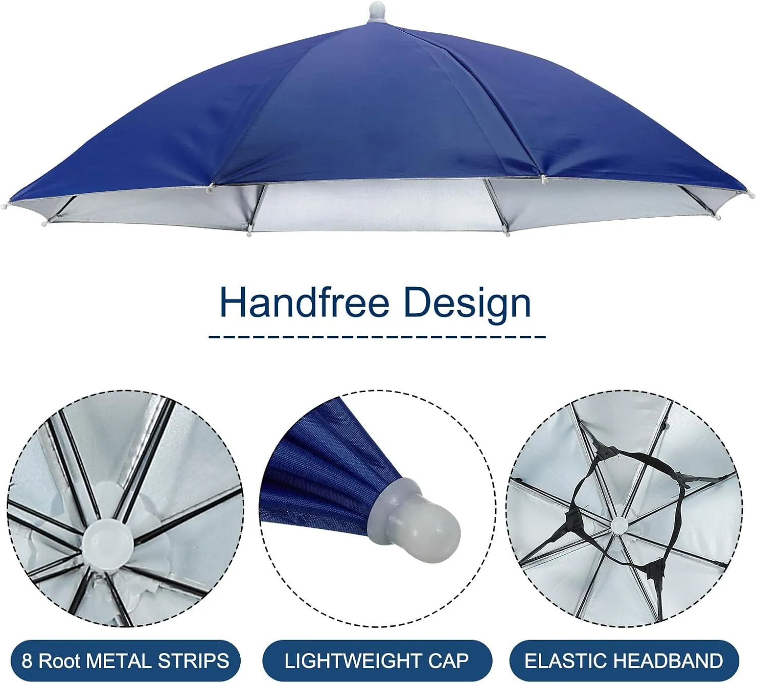 PATIKIL Umbrella Hat, 27 Inch Hands-Free Fishing Umbrella Hat Elastic Headband Folding Sun Rain Cap for Camping Gardening Hiking Farming Beach