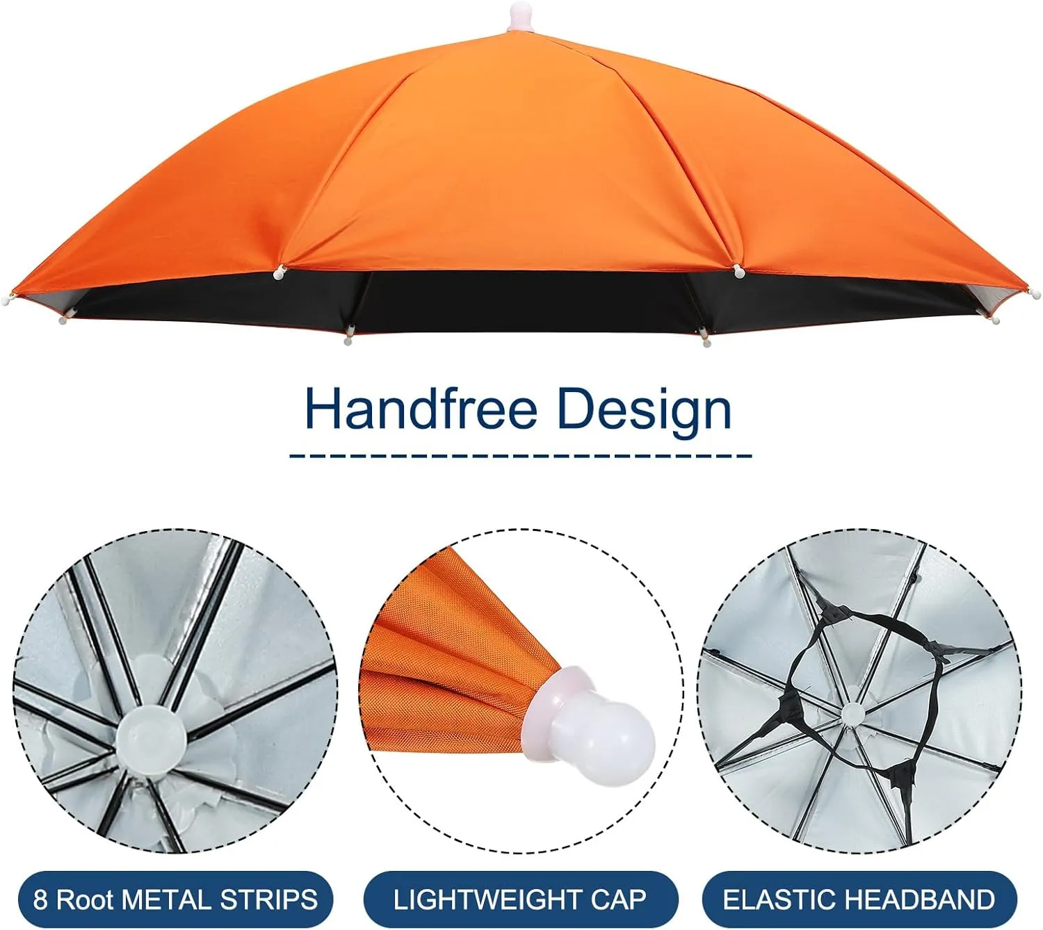 PATIKIL Umbrella Hat, 27 Inch Hands-Free Fishing Umbrella Hats Elastic Headband Folding Sun Rain Cap for Camping Gardening Hiking Farming Beach