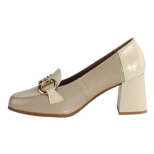 Pitillos Ladies Block Heeled Loafers - 5794 - Stone