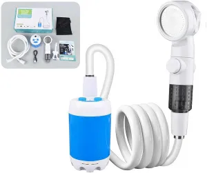 Portable Camping Shower Outdoor Camp Shower Pump, 2025 Upgrade Rechargeable Electric Shower Pump with Intelligent Digital Display Multiple Spray Modes for Camping/Hiking/Traveling/RV