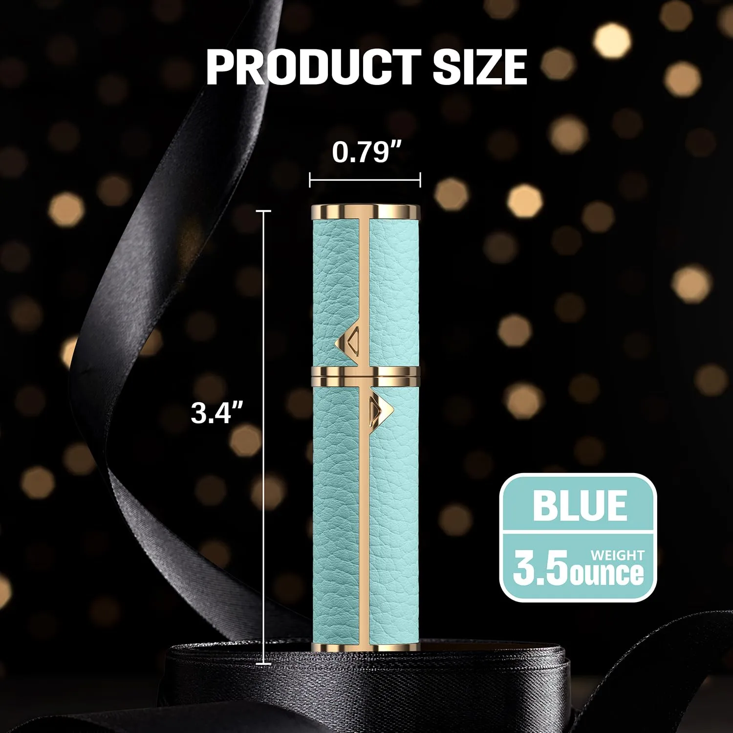 Portable Mini Refillable Atomizer, Cowhide Material, Travel Perfume Bottle Refillable-Your Travel and Business Necessities, 5ml (Blue)