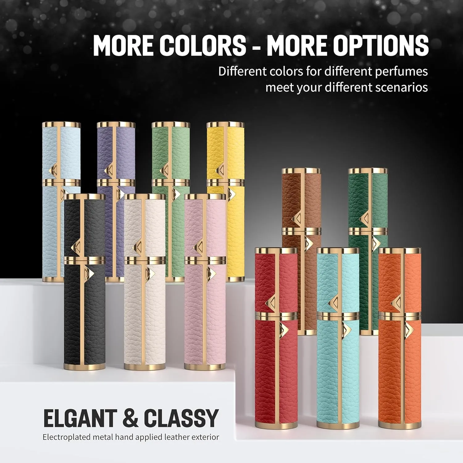 Portable Mini Refillable Atomizer, Cowhide Material, Travel Perfume Bottle Refillable-Your Travel and Business Necessities, 5ml (Blue)